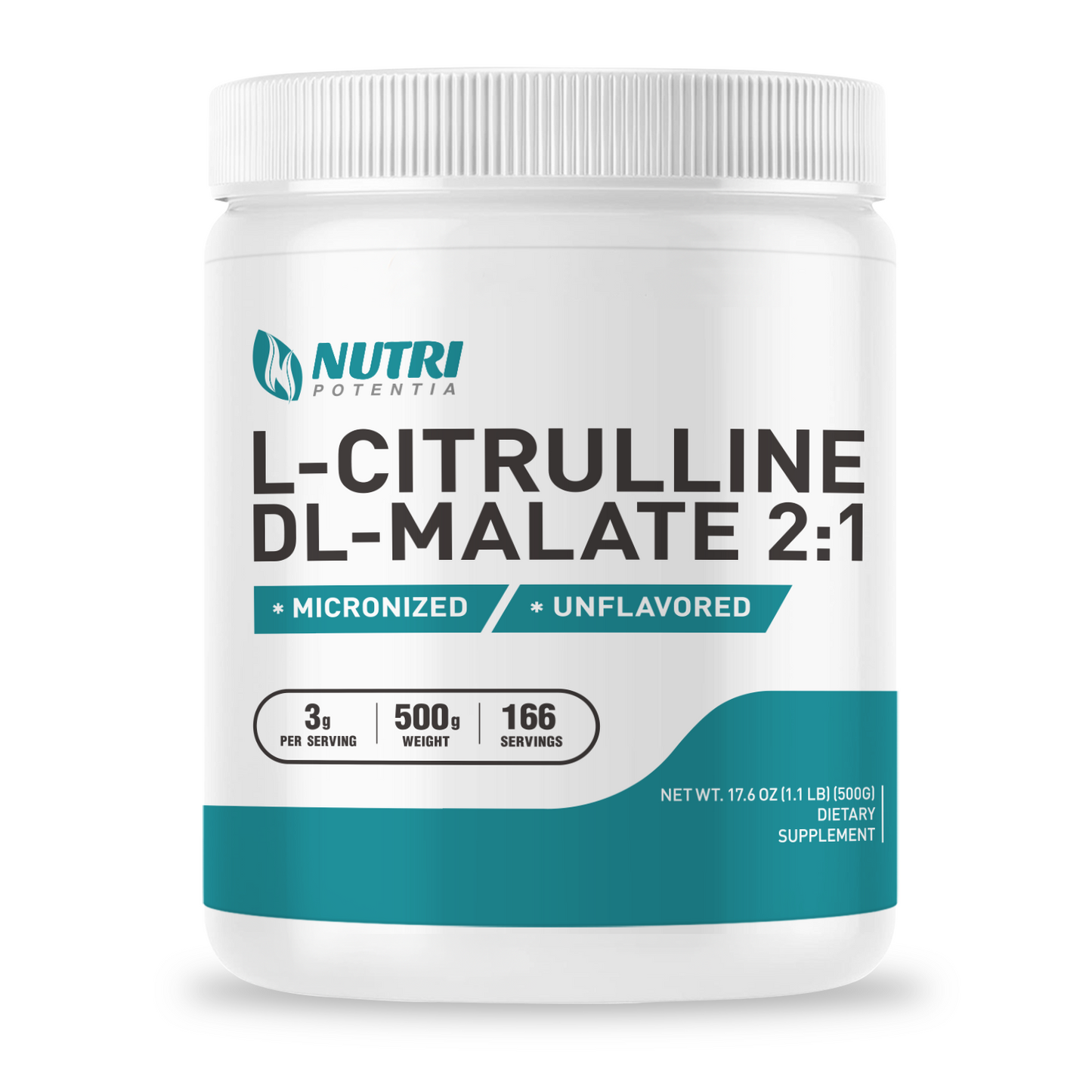 L-Citrulline Dl-Malate 2:1 Powder Unflavored, Supports Muscle Performance - Gluten Free (500 Grams - 1.1 lbs)