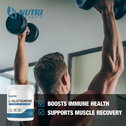 Pure L-Glutamine Powder Unflavored for Gut Health and Promotes Healthy Immune System - Gluten Free (500 Grams - 1.1 Lbs)