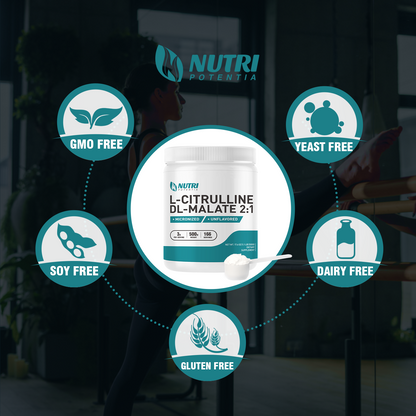 L-Citrulline Dl-Malate 2:1 Powder Unflavored, Supports Muscle Performance - Gluten Free (500 Grams - 1.1 lbs)