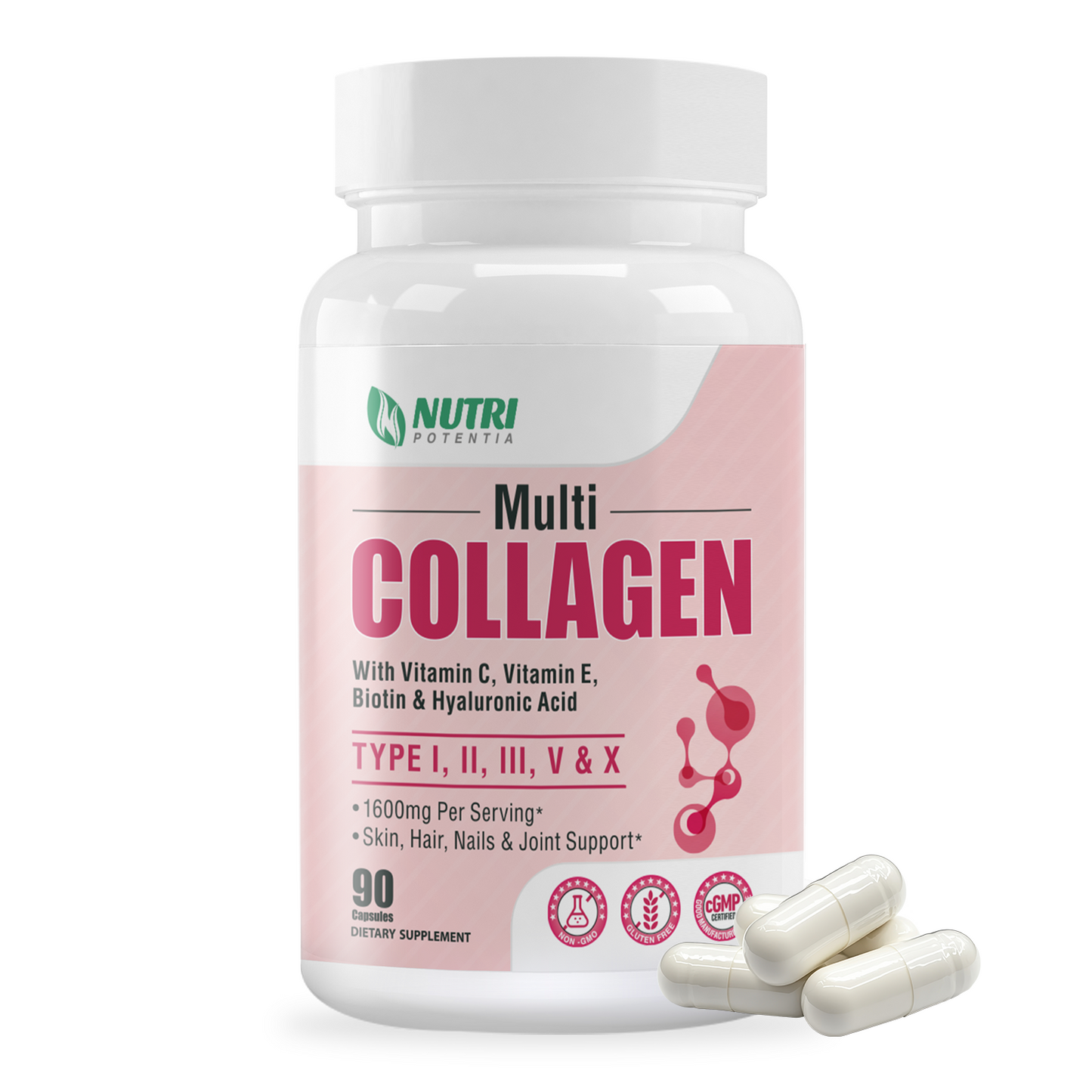 Collagen Peptides Powder, Collagen Capsules, Multi Type I, II, III, V, X - Hair, Skin, Nail Support - Unflavored, Non-GMO, Easy to Absorb
