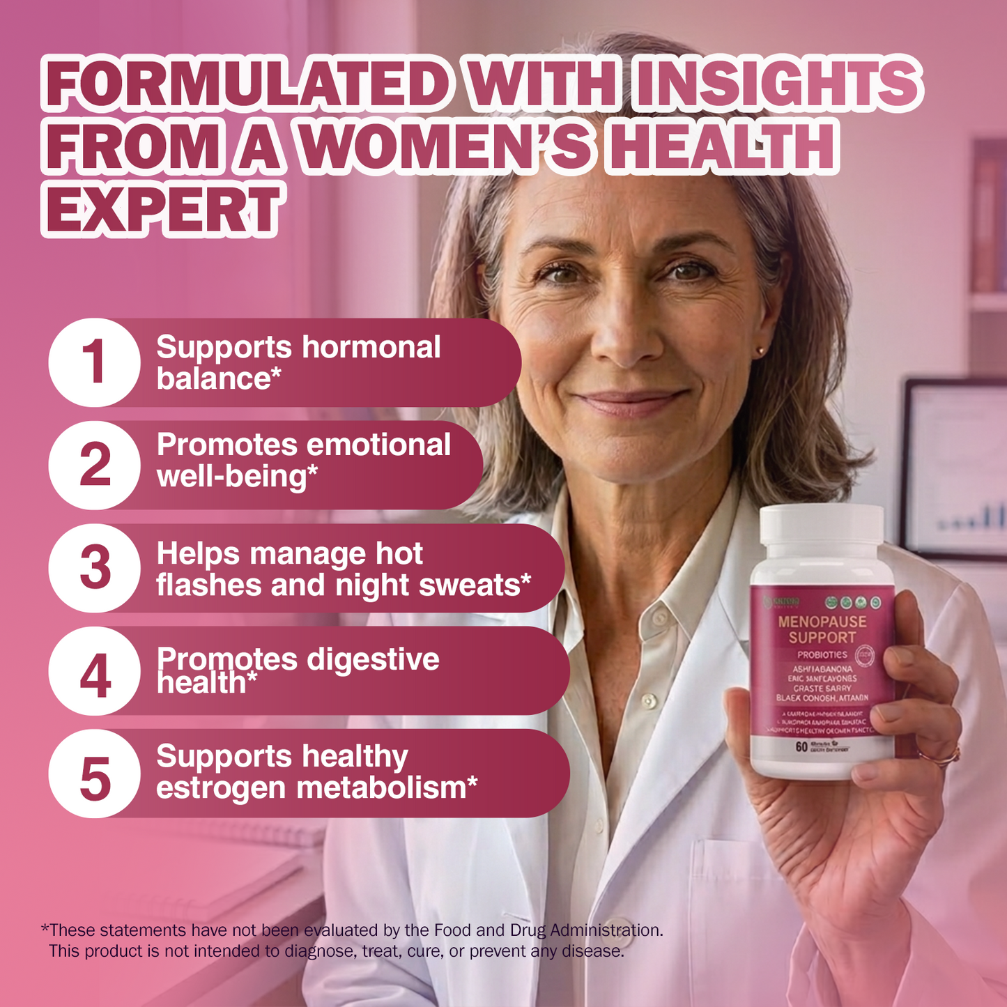 Menopause Supplements Probiotics for Women with DIM, Black Cohosh, Soy Isoflavones, Chaste Berry & Probiotics , Support Hormone Balance & Helps Relieve Hot Flashes, Night Sweats - 60 Servings