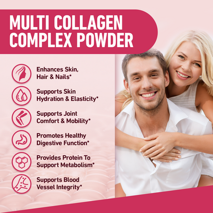 Collagen Peptides Powder, Collagen Capsules, Multi Type I, II, III, V, X - Hair, Skin, Nail Support - Unflavored, Non-GMO, Easy to Absorb