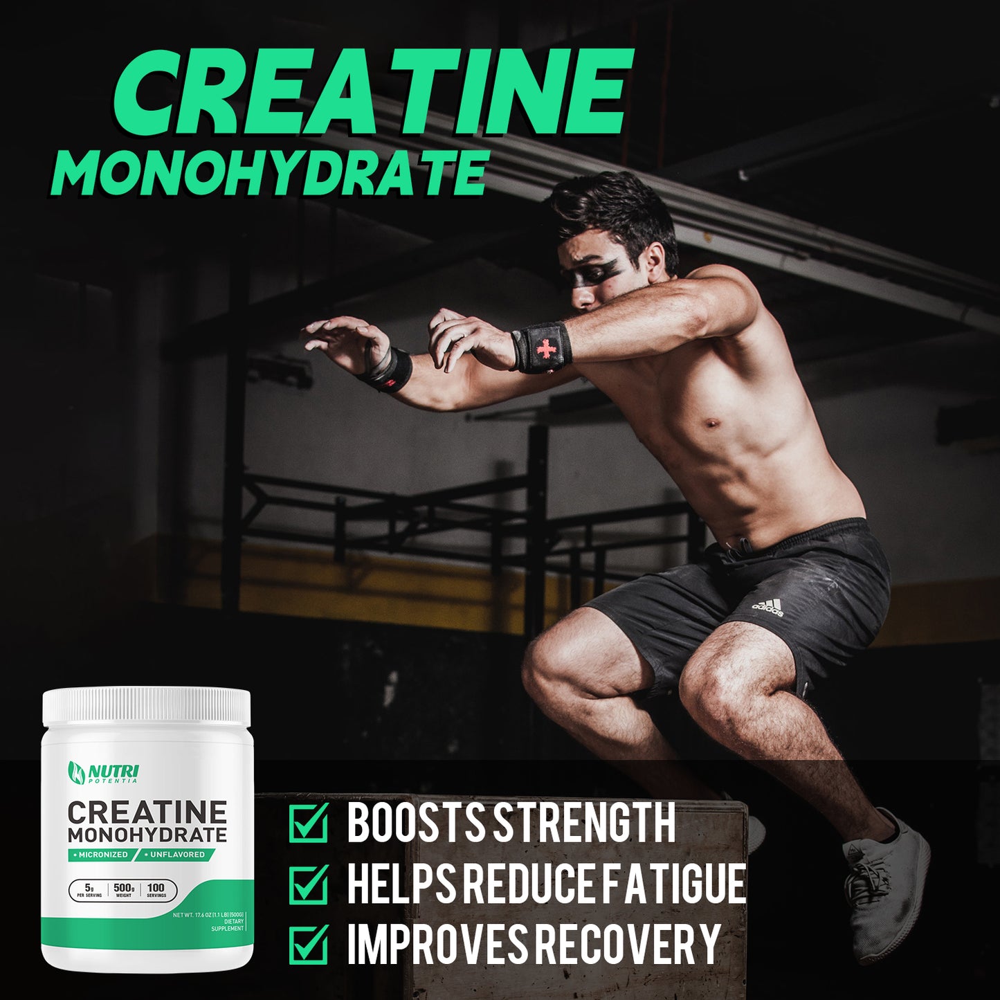 Creatine Monohydrate Powder 500 Grams (1.1lb), Micronized Creatine Powder Workout Powder Supplement, Unflavored, Pure, 5000mg(5g) Per Serving, No Filler