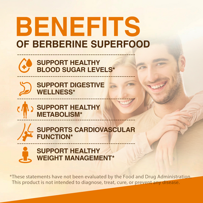 Berberine Supplement 1200mg - Berberine Complex with Ceylon Cinnamon, Bitter Melon & Green Tea Extract, Supports Metabolic Health, Gluten Free & Non-GMO - 90 Capsules