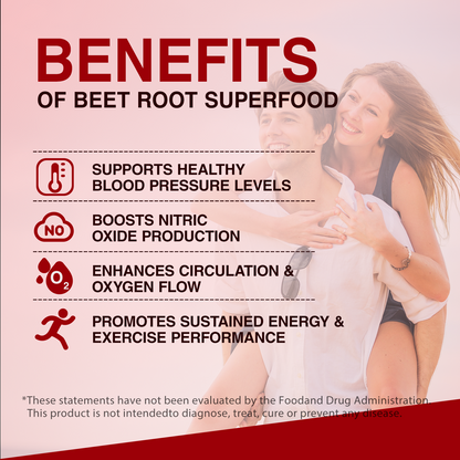 Beet Root Powder Capsules - Blood Pressure Support Supplement, 5 in 1 Formula with Hawthorn, Grape Seed & CoQ10, Support Circulation and Blood Flow - Non-GMO - 90 Capsules