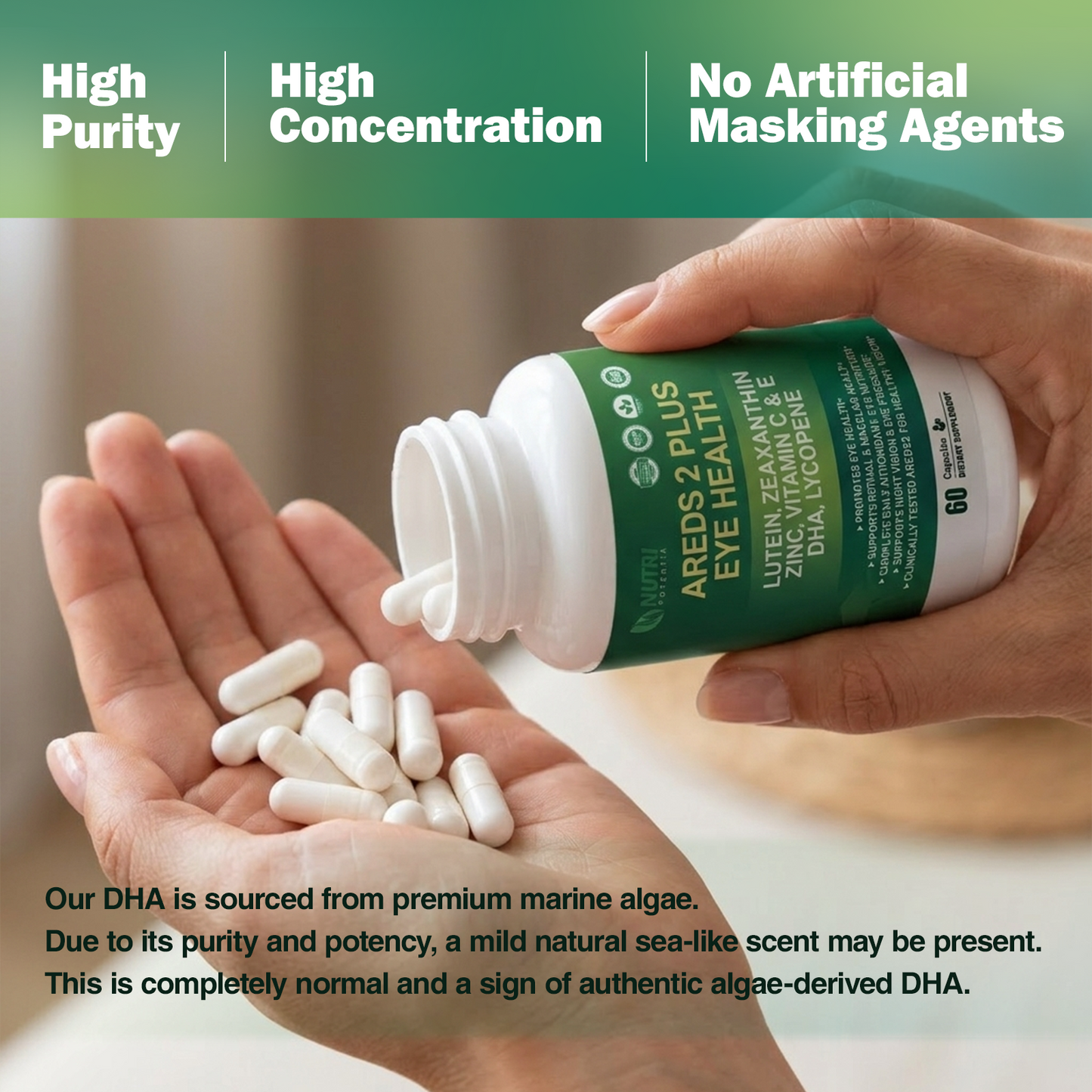 AREDS 2 Plus Eye Vitamin Supplement,Lutein and Zeaxanthin Supplements with DHA for Seniors Macular,Supports Visual Clarity,Focus & Eye Fatigue Relief,Non-GMO,Third-Party Tested(Made & Tested in USA)