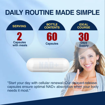 NAD Supplement - NAD Resveratrol Supplement 15-in-1 Complex with Green Tea, Turmeric, Grape Seed, Quercetin & Hyaluronic Acid, Supports Cellular Energy, Healthy Aging - Non-GMO - 60 Capsules