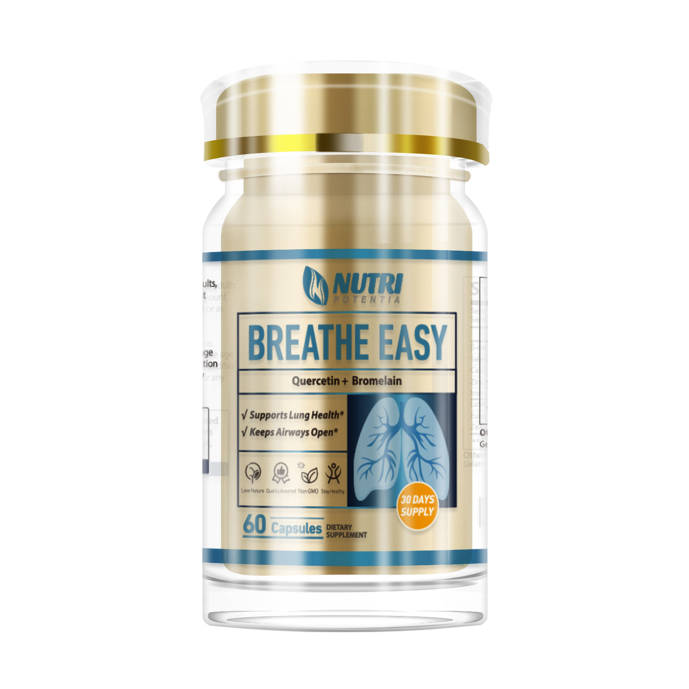 BREATHE EASY Lung Support Supplement with Quercetin & Bromelain, Lun
