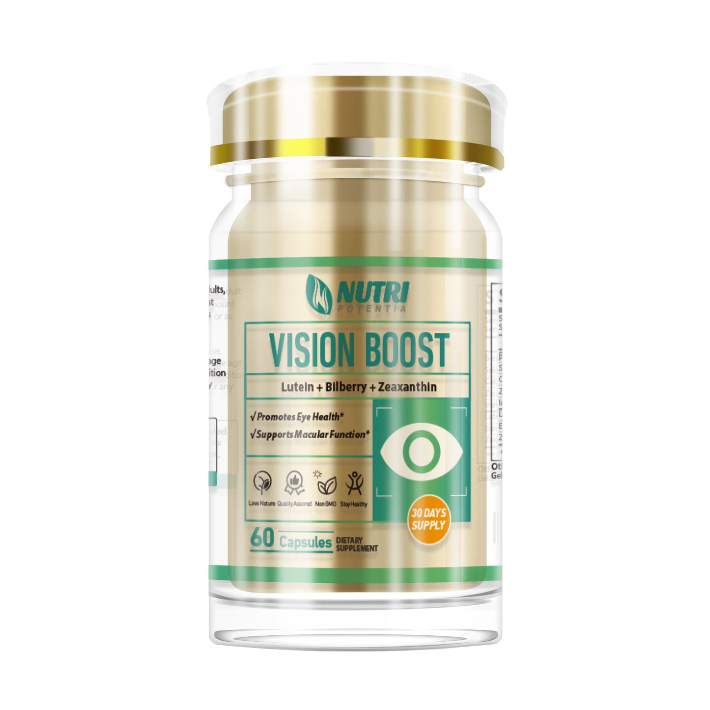 VISION BOOST - Lutein & European Bilberry Extract - Promotes Eye Health & Supports Macular Function- 60 Capsules